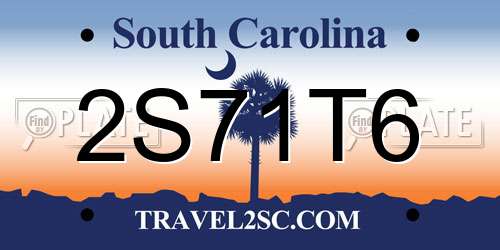 2S71T6 South Carolina License Plate