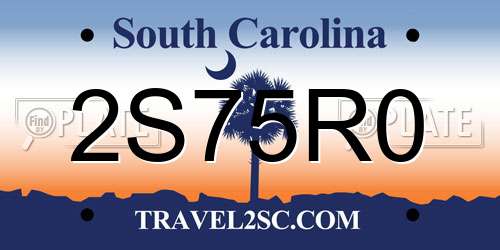 2S75R0 South Carolina License Plate