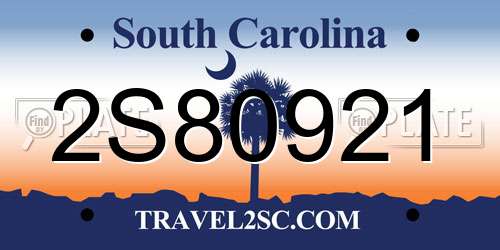 2S80921 South Carolina License Plate