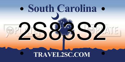 2S83S2 South Carolina License Plate