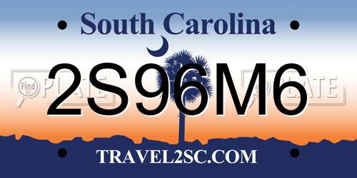 2S96M6 South Carolina License Plate