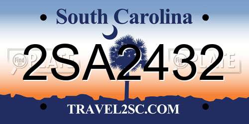 2SA2432 South Carolina License Plate