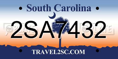 2SA7432 South Carolina License Plate