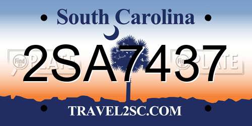 2SA7437 South Carolina License Plate