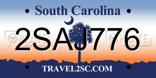 2SAJ776 South Carolina License Plate