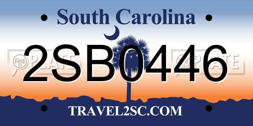 2SB0446 South Carolina License Plate