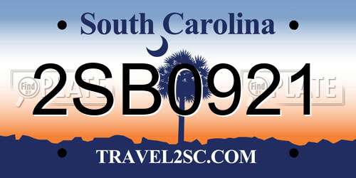 2SB0921 South Carolina License Plate