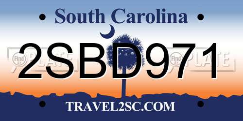 2SBD971 South Carolina License Plate