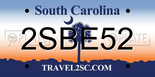 2SBE52 South Carolina License Plate