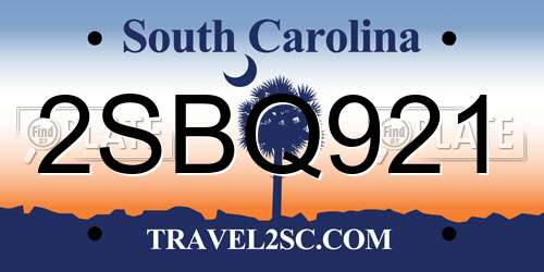 2SBQ921 South Carolina License Plate