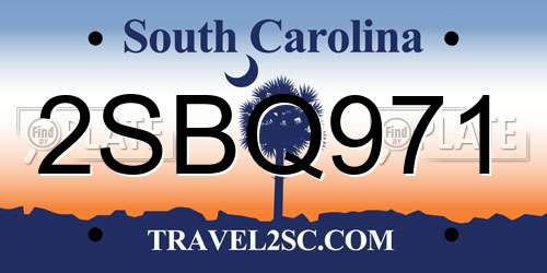 2SBQ971 South Carolina License Plate