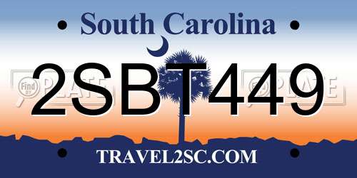 2SBT449 South Carolina License Plate