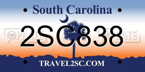 2SC838 South Carolina License Plate