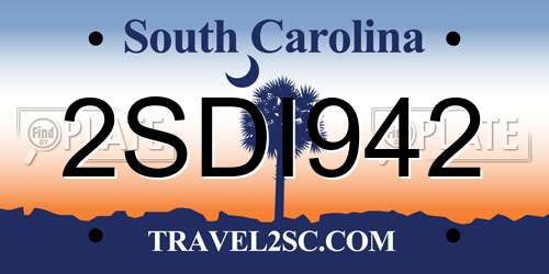 2SDI942 South Carolina License Plate