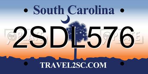 2SDL576 South Carolina License Plate