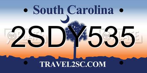 2SDY535 South Carolina License Plate