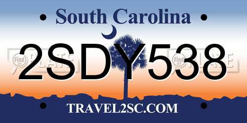 2SDY538 South Carolina License Plate