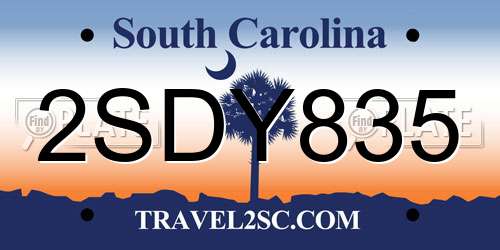 2SDY835 South Carolina License Plate