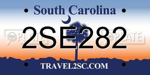 2SE282 South Carolina License Plate