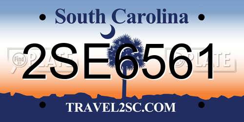 2SE6561 South Carolina License Plate