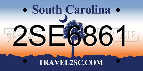 2SE6861 South Carolina License Plate