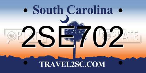 2SE702 South Carolina License Plate