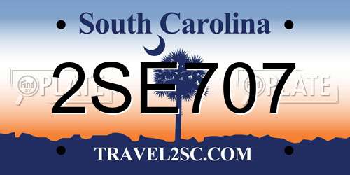 2SE707 South Carolina License Plate