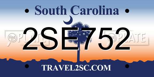 2SE752 South Carolina License Plate