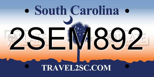 2SEM892 South Carolina License Plate