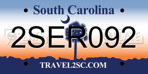 2SER092 South Carolina License Plate