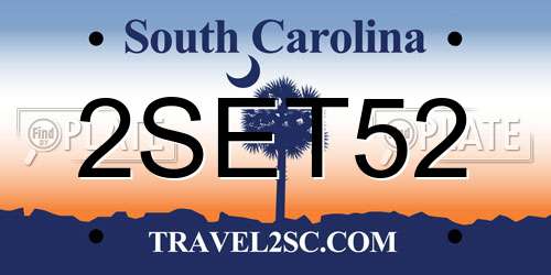 2SET52 South Carolina License Plate