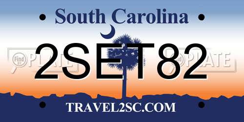 2SET82 South Carolina License Plate
