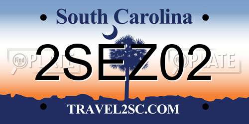 2SEZ02 South Carolina License Plate
