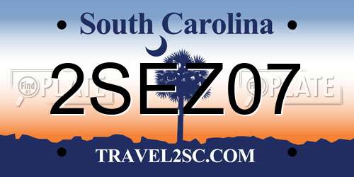 2SEZ07 South Carolina License Plate