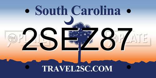 2SEZ87 South Carolina License Plate