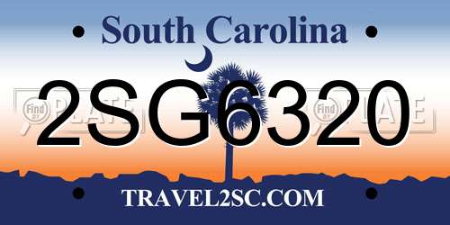 2SG6320 South Carolina License Plate