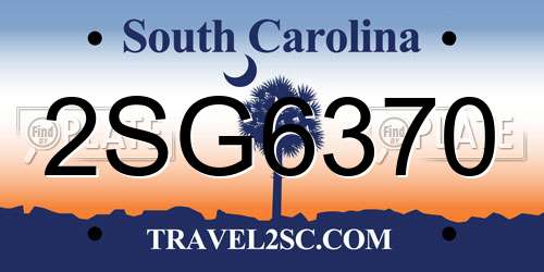 2SG6370 South Carolina License Plate
