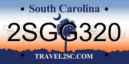 2SGG320 South Carolina License Plate