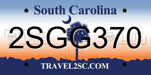 2SGG370 South Carolina License Plate