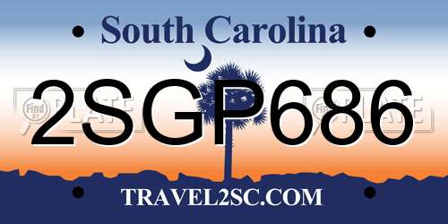 2SGP686 South Carolina License Plate