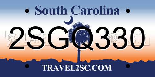 2SGQ330 South Carolina License Plate