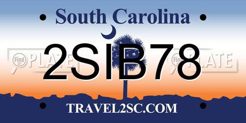 2SIB78 South Carolina License Plate