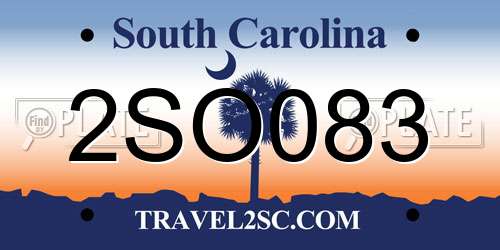 2SO083 South Carolina License Plate