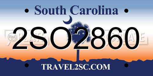 2SO2860 South Carolina License Plate