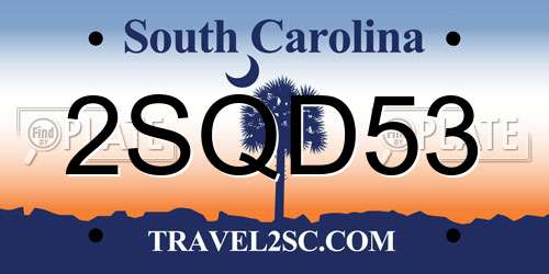 2SQD53 South Carolina License Plate
