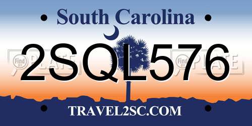2SQL576 South Carolina License Plate