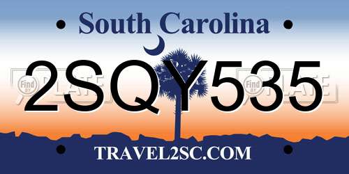 2SQY535 South Carolina License Plate