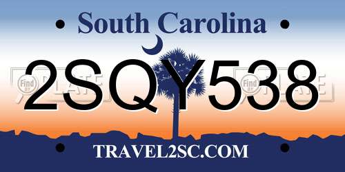 2SQY538 South Carolina License Plate