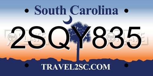 2SQY835 South Carolina License Plate