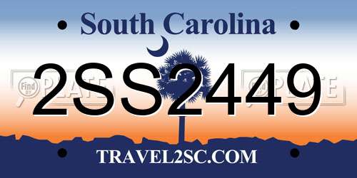 2SS2449 South Carolina License Plate